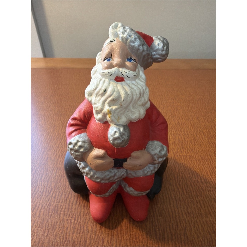 Vintage 1950s ATLANTIC MOLD Ceramic Santa Claus Figure, Beautifully Hand-painted